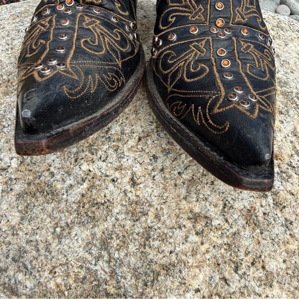 Old Gringo Milagros Western Cowboy Boots Womens Black Crystal Studs Pull Size 7B - Picture 7 of 12